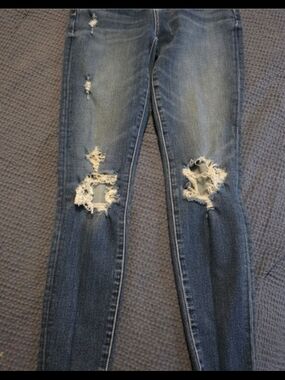 American Eagle Outfitters Distressed Skinny Jeans - Blue